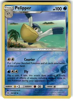 Pelipper 38/149 Sun & Moon Base Reverse Holo Near Mint NM Pokemon - Image 1