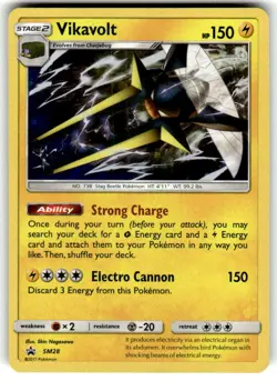Pokemon Vikavolt SM28 Black Star Promo Cosmos Holo Rare Near Mint - Image 1