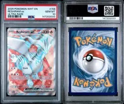 PSA 10 RESHIRAM #158 ULTRA RARE FULL ART 2025 POKEMON WHT EN WHITE FLARE - Image 3