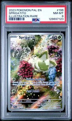 2023 POKEMON PAL EN-PALDEA EVOLVED ILLUSTRATION RARE #196 SPRIGATITO PSA 8 - Image 1