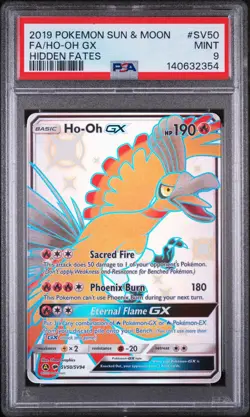 2019 POKEMON SUN & MOON HIDDEN FATES #SV50 FULL ART/HO-OH GX PSA 9 - Image 1