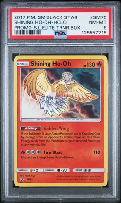 2017 POKEMON SM BLACK STAR PROMO #SM70 SHINING HO-OH-HOLO PSA 8 - Image 1