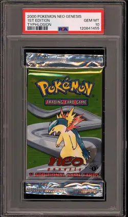 Pokemon 2000 WOTC 1st Edition Neo Genesis Typhlosion Sealed Booster Pack PSA 10 - Image 1