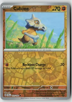 Cubone 72/142 Common Stellar Crown Pokemon Reverse Holo Near Mint - Image 1