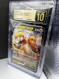 🔥🔥CGC 10 PRISTINE Dragonite V 042/067 RR Blue Sky Stream Pokemon Card Holo - Image 1