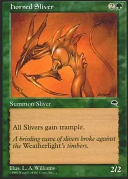 MTG Horned Sliver, Tempest, Heavily Played, English - Image 1