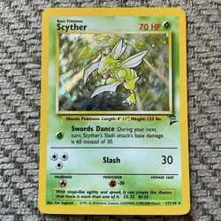 Pokemon - Scyther - Holographic - 17/130 - Base Set 2 - NM - Image 1