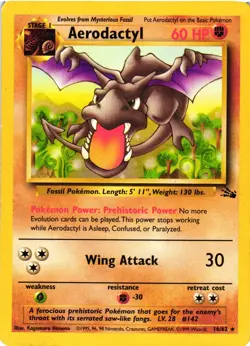 Pokemon TCG Aerodactyl Fossil 16/62 Unlimited Rare MP - Image 1
