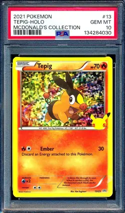 Tepig Holo 2021 Pokemon McDonald's Collection 25th Anniversary #13 PSA 10 - Image 1