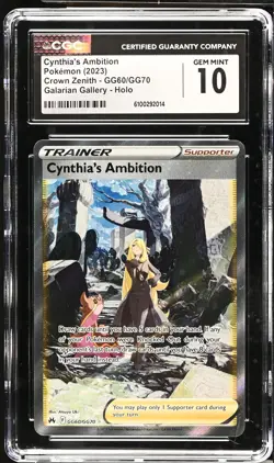 CYNTHIA'S AMBITION Crown Zenith Holo Trainer Gallery #GG60 CGC 10 Pokemon - Image 1