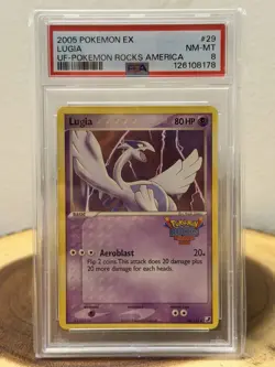 2005 POKEMON EX UNSEEN FORCES POKEMON ROCKS AMERICA #29 LUGIA PSA 8 - Image 1