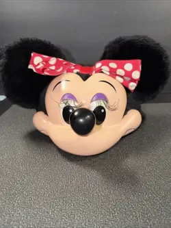 Vintage Disney Minnie Mouse Face Hat Mesh Snap One Size All 3D Ears Original Tag - Image 1