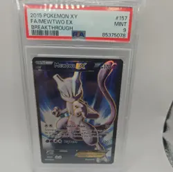 PSA 9 MINT Mewtwo EX 157/162 XY Breakthrough 2015 Pokemon Card Full Art Holo MEW - Image 1