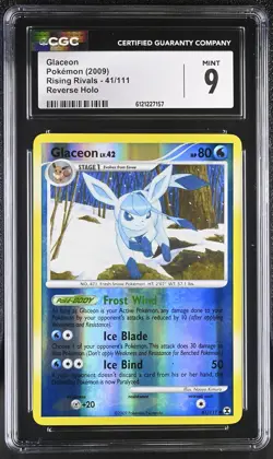 CGC 9 MINT Glaceon 2009 Rising Rivals 41/111 Reverse Holo Pokemon Card - Image 1