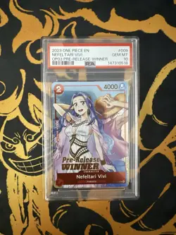 PSA 10 One Piece Card Game English ST01-009 Nefeltari Vivi Pre-Release Winner - Image 1