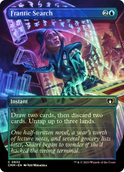 Magic The Gathering MTG FRANTIC SEARCH BORDERLESS FOIL Commander Masters NM - Image 1