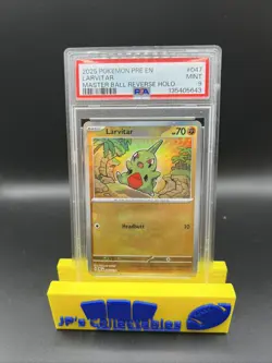 2025 Pokemon Prismatic Evolutions #047 Larvitar Master Ball Reverse Holo PSA 9 - Image 1
