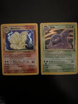 Pokemon Vintage Lot Ninetales Muk Base/Fossil 2 Cards DMG Condition WOTC - Image 1