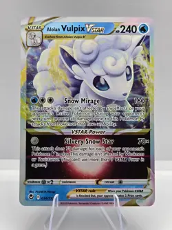 Alolan Vulpix VSTAR 034/195 Holo VSTAR Rare Silver Tempest Pokemon NM - Image 1