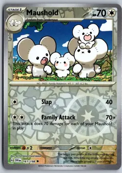 Maushold 161/198 Uncommon Scarlet & Violet Pokemon Reverse Holo Near Mint - Image 1