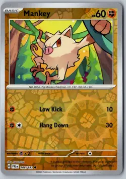 Mankey 106/193 Common Paldea Evolved Pokemon Reverse Holo Near Mint - Image 1