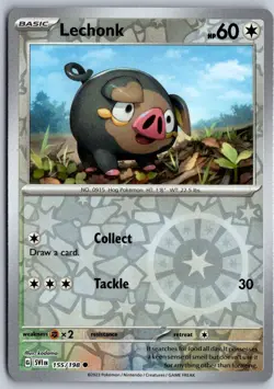 Lechonk 155/198 Common Scarlet & Violet Pokemon Reverse Holo Near Mint - Image 1