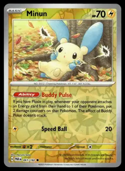 Minun 061/182 Common Paradox Rift Pokemon Reverse Holo NM/M - Image 1