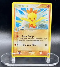 Combusken 16/100 Stamped Pokemon EX Crystal Guardians Vintage Reverse Holo LP/MP - Image 2