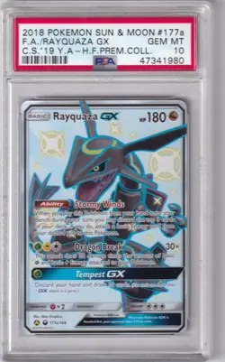 2018 POKEMON SUN & MOON CELESTIAL STORM #177a FA/RAYQUAZA GX C.S.'19 Y.A-H.F.PRE - Image 1
