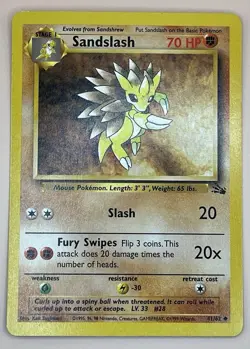 Sandslash 41/62 – WOTC Fossil Set Unlimited - LP - Vintage 1999 Pokemon TCG - Image 1