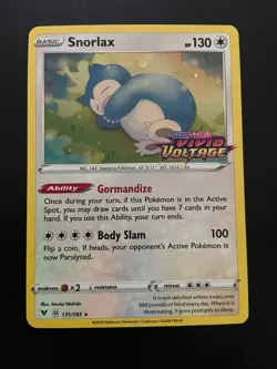 Pokemon TCG Snorlax Stamped Promo Vivid Voltage Cosmos Holo Card 131/185 2020 - Image 1