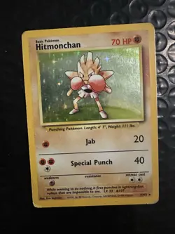 Pokemon TCG Hitmonchan Base Set Holo Unlimited Rare Card 7/102 HP - Image 3
