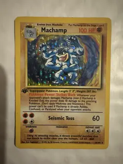 Pokemon MACHAMP 8/102 1st Edition Base Set Holo Card TCG WOTC vintage - Image 1