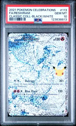 2021 POKEMON CELEBRATIONS CLASSIC COLLECTION #113 FULL ART/RESHIRAM PSA 10 - Image 1