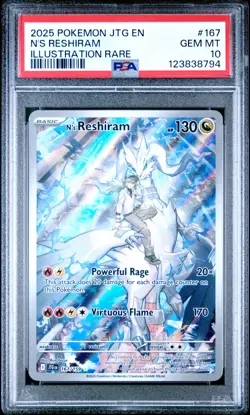 2025 POKEMON JTG EN-JOURNEY TOGETHER ILLUSTRATION RARE #167 N'S RESHIRAM PSA 10 - Image 1