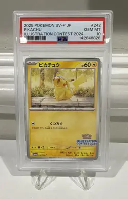 2025 Pokemon Pikachu 242 SV-P Promotional Illustration Contest Japanese PSA 10 - Image 1