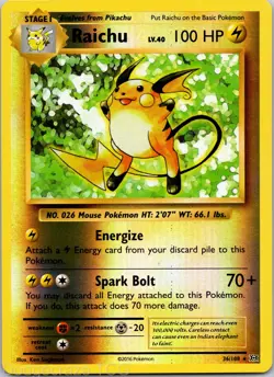Raichu 36/108 Holo Rare Evolutions Pokemon Reverse Holo LP - Image 1