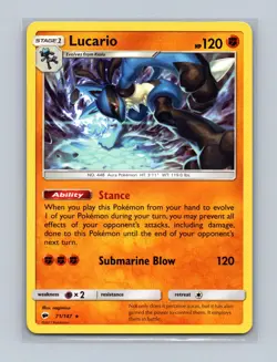 Lucario 71/147 Holo Rare Burning Shadows Pokemon Lightly Played - Image 1