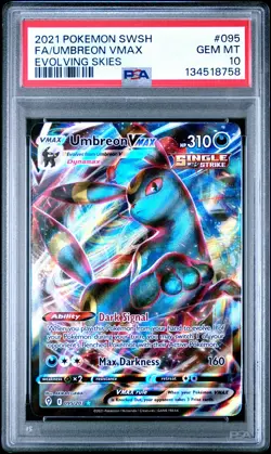 2021 POKEMON SWORD & SHIELD EVOLVING SKIES #095 FULL ART/UMBREON VMAX PSA 10 - Image 1