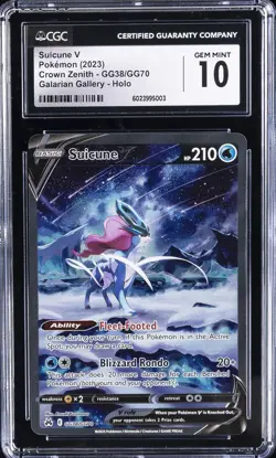 2023 POKEMON CROWN ZENITH GALARIAN GALLERY - HOLO SUICUNE V CGC 10 GEM MINT - Image 1