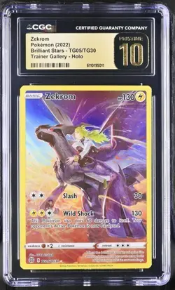 CGC 10 PRISTINE Zekrom TG05/TG30 Brilliant Stars 2022 Trainer Gallery Pokemon - Image 1