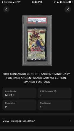 PSA 9 - POP 2 - 1st Edition - SPANISH Yugioh Ancient Sanctuary Booster Pack - Image 5