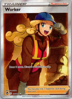 Worker 195/195 Ultra Rare Silver Tempest Pokemon Holo Near Mint - Image 1