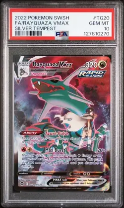 2022 POKEMON SWORD & SHIELD SILVER TEMPEST #TG20 FULL ART/RAYQUAZA VMAX PSA 10 - Image 1