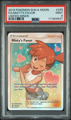 2019 POKEMON SUN & MOON UNIFIED MINDS FULL ART MISTY'S FAVOR 235/236 PSA 9 - Image 1