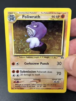 Poliwrath 9/75 Neo Discovery SWIRL Rare Holo Pokemon Card LP - Image 2