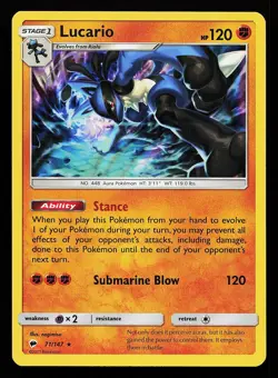 Lucario 71/147 Holo Rare Burning Shadows Pokemon Card - Image 1