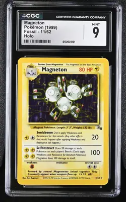 CGC 9 MINT Magneton 11/62 Fossil Holo Pokemon Card - Image 1