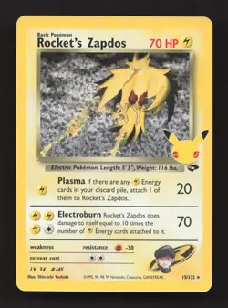 Rocket's Zapdos 15/132 holo Celebrations: Classic Collection Pokemon NM - Image 1