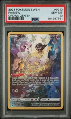 2023 POKEMON SWORD & SHIELD CROWN ZENITH #GG10 FULL ART/MEW PSA 10 GEM MINT - Image 1